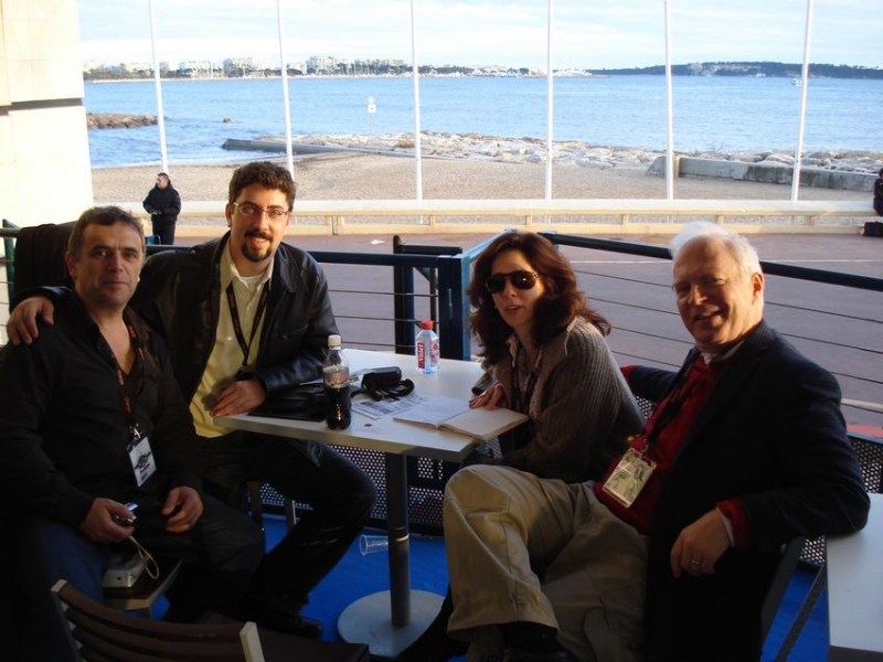 Cannes, France, January 19, 2009 : Attending MIDEM - the large music industry convention in Cannes, France, January 19, 2009 : Attending MIDEM - the large music industry convention in southern France, from left : Pablo Aslan, Bob Lord, Alex Aron and Roger Davidson, all from Soundbrush Records.