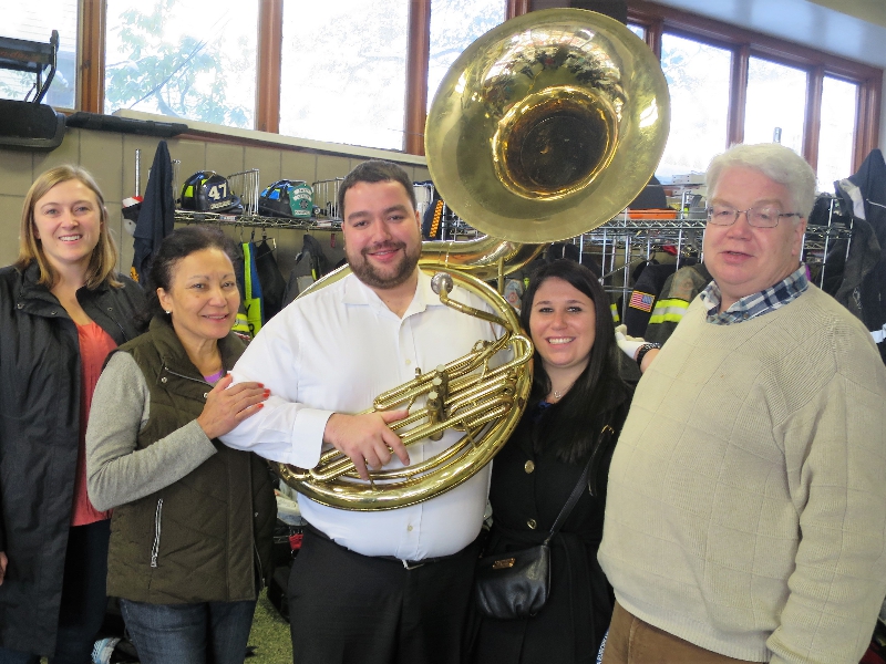 December 12, 2017: members of the Becker family supporting our son Andrew who has in the meantime graduated from trumpet to Sousaphone in the Pleasantville Fire Department Band, at its annual Christmas concert!