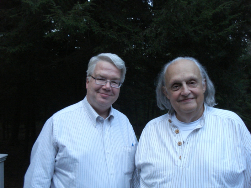 Windsor, CT, September 11, 2010: ZOHO chief Jochen Becker meeting up with Prof. William Carragan, one of the foremost authorities on Austrian romantic composer Anton Bruckner. Both attended the 2-day Brucknerathon where Prof. Carragan presented a detailed analysis on his completion of the unfinished fourth movement of Bruckners 9th Symphony.