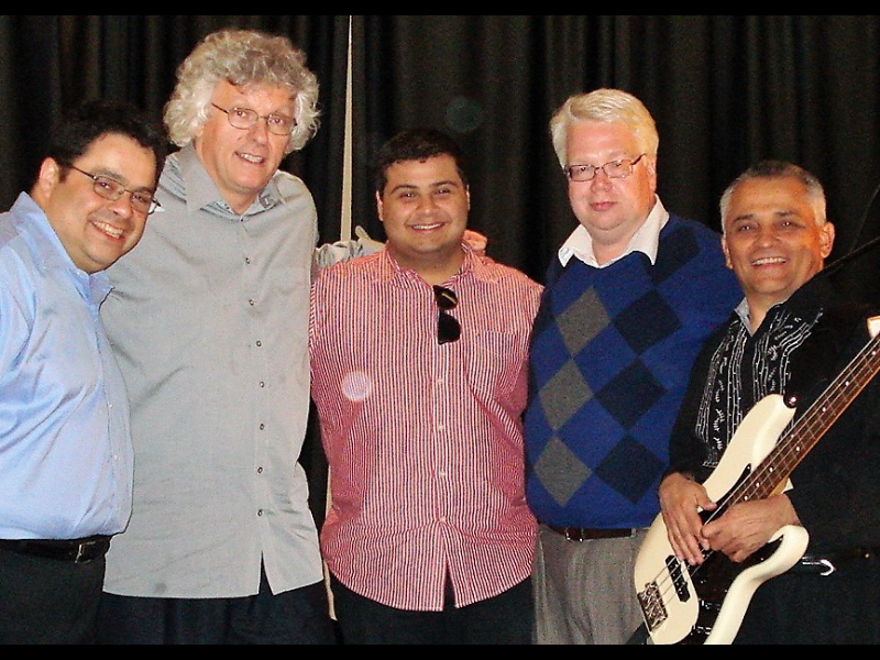 May 18, 2012: for ZOHO distributor Allegros Annual Label Conference in Portland, OR, ZOHO was able to assemble a one-time performance of the ZOHO All Stars, consisting of (from left): Arturo OFarrill, Hendrik Meurkens, Zack OFarrill, and Gabriel Espinosa, all with new ZOHO CD releases during 2012!